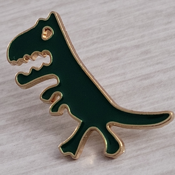 Derpy Green Dinosaur Enamel Pin - Picture 2 of 10